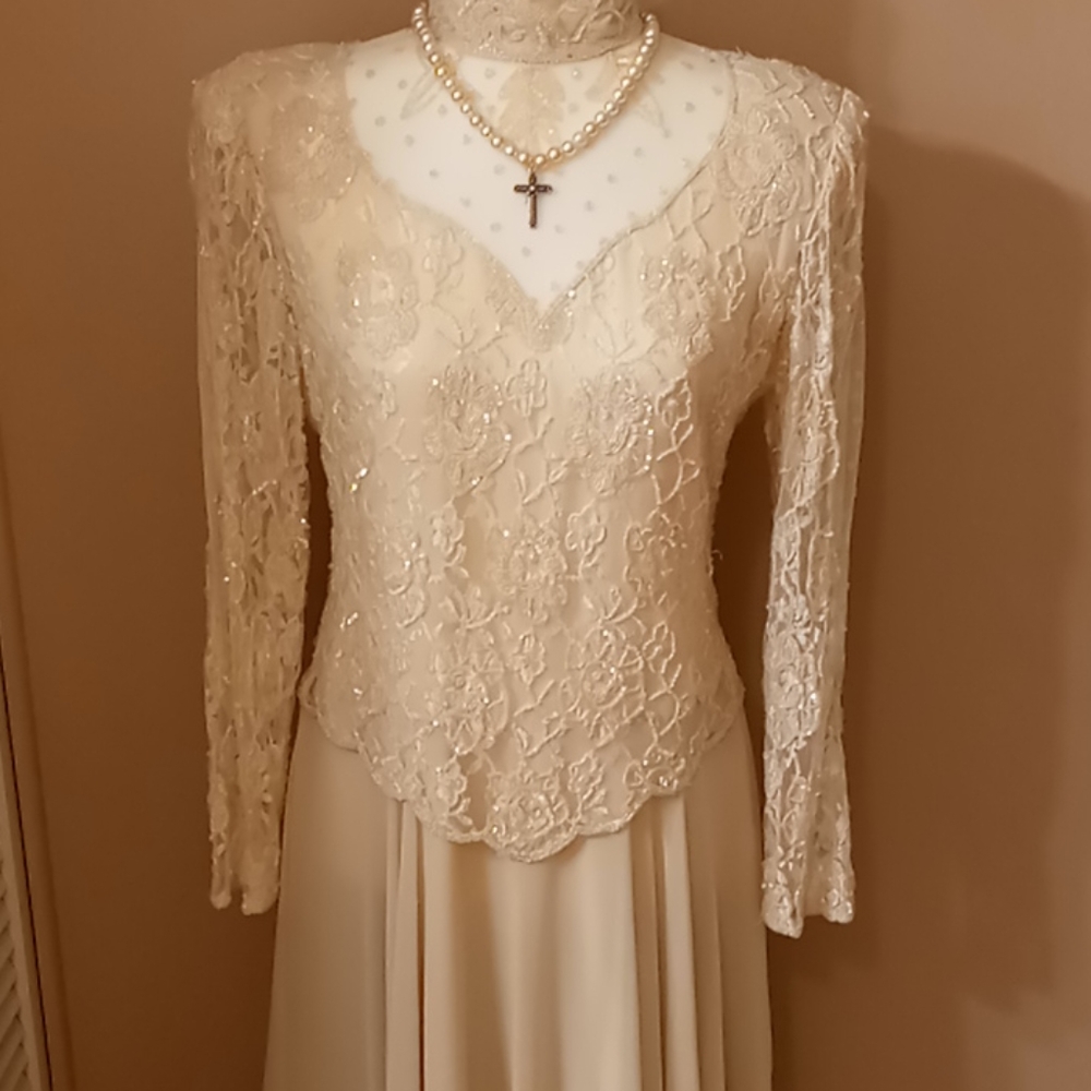 Vintage Laurence Kazar hand beaded gown
